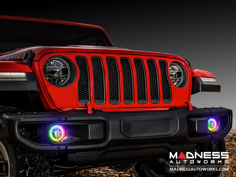 Jeep Wrangler JK Surface Mount Fog Light Halo Kit - ColorSHIFT LED